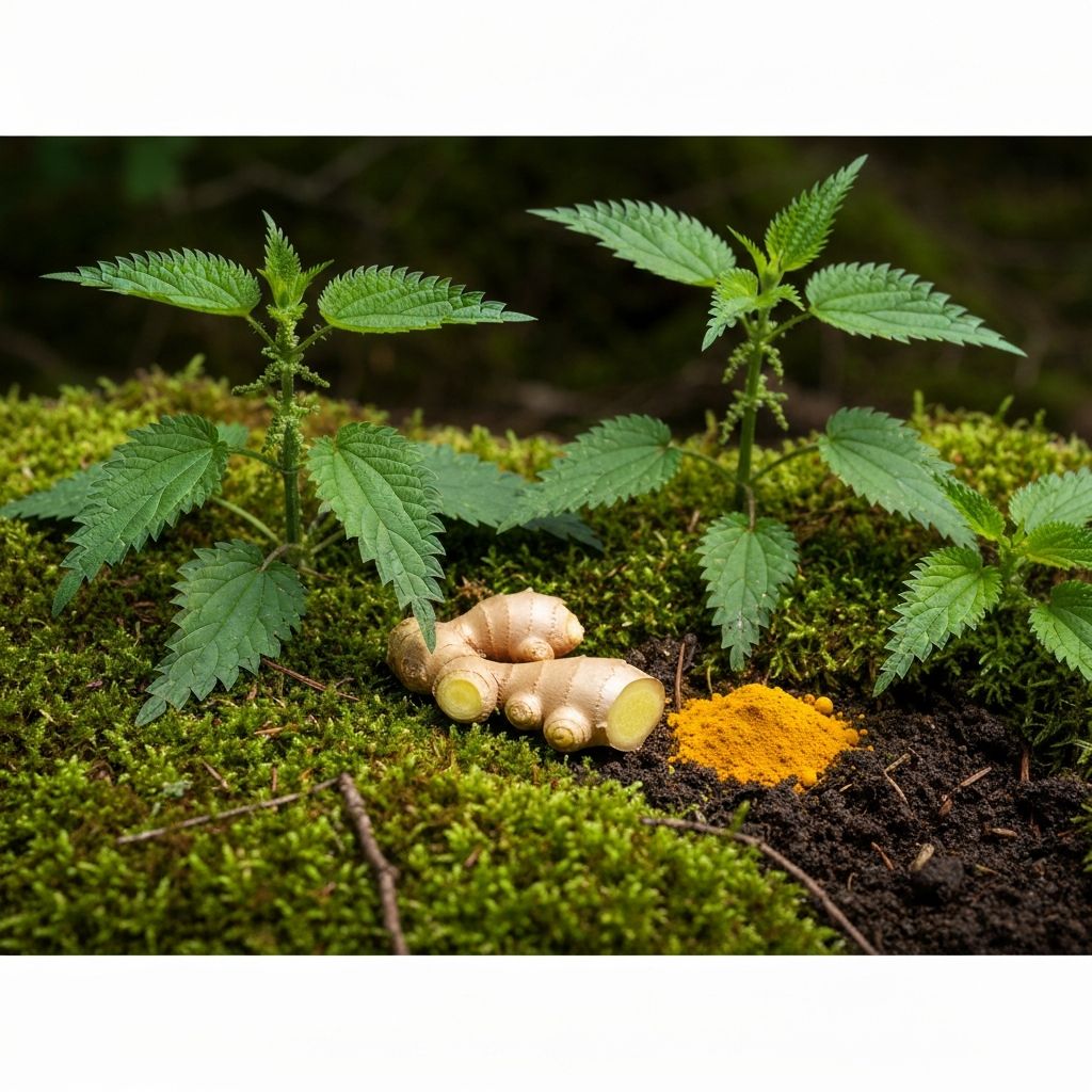 Natural forest herbs and botanical elements